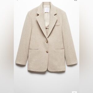 Spring Mango Beige Houndstooth Blazer